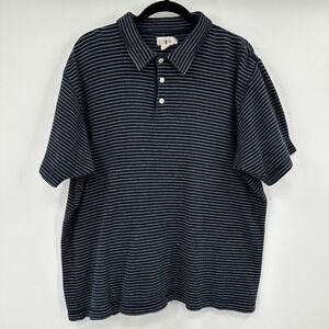 J Crew Mens Vintage Oarsman Navy White Stripe Short Sleeve Polo Shirt XL Classic
